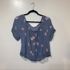 Off the shoulder flowy floral blouse